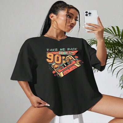 2024 New Model Takes Me Back To The 1990s Classic Music Funny Women's T-shirt Summer Cotton T-shirt Breathable Loose T-shirt URBAN CHIC CLOTHING