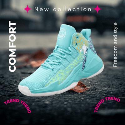 Fashion sneakers with breathable mesh with front laces